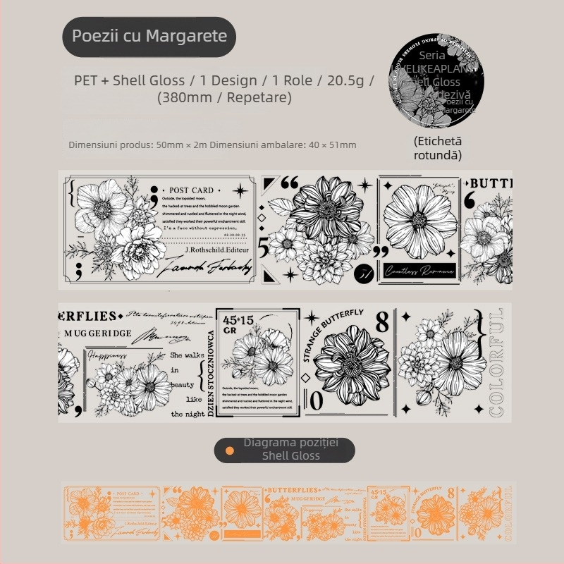 Bandă Ketchup Girl – seria Live Like a Plant, tema Shell Light Flower, material PET, proces de imprimare