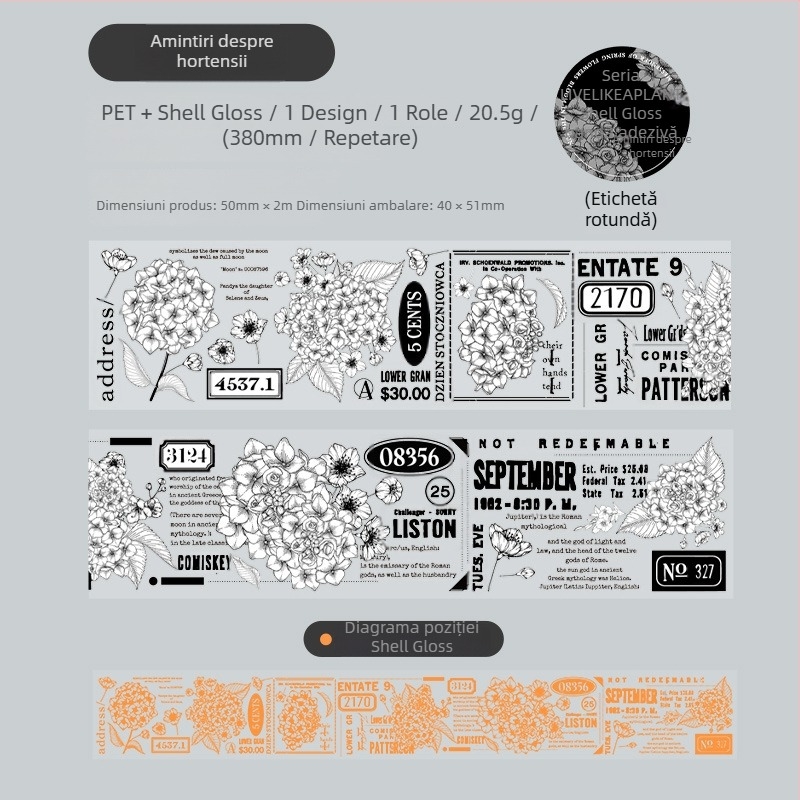 Bandă Ketchup Girl – seria Live Like a Plant, tema Shell Light Flower, material PET, proces de imprimare