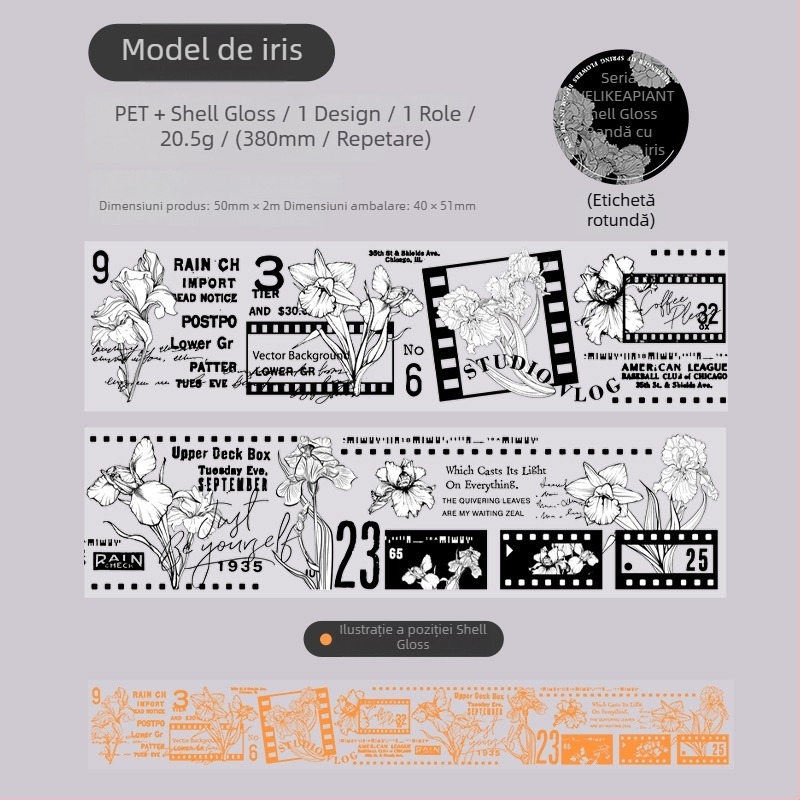 Bandă Ketchup Girl – seria Live Like a Plant, tema Shell Light Flower, material PET, proces de imprimare