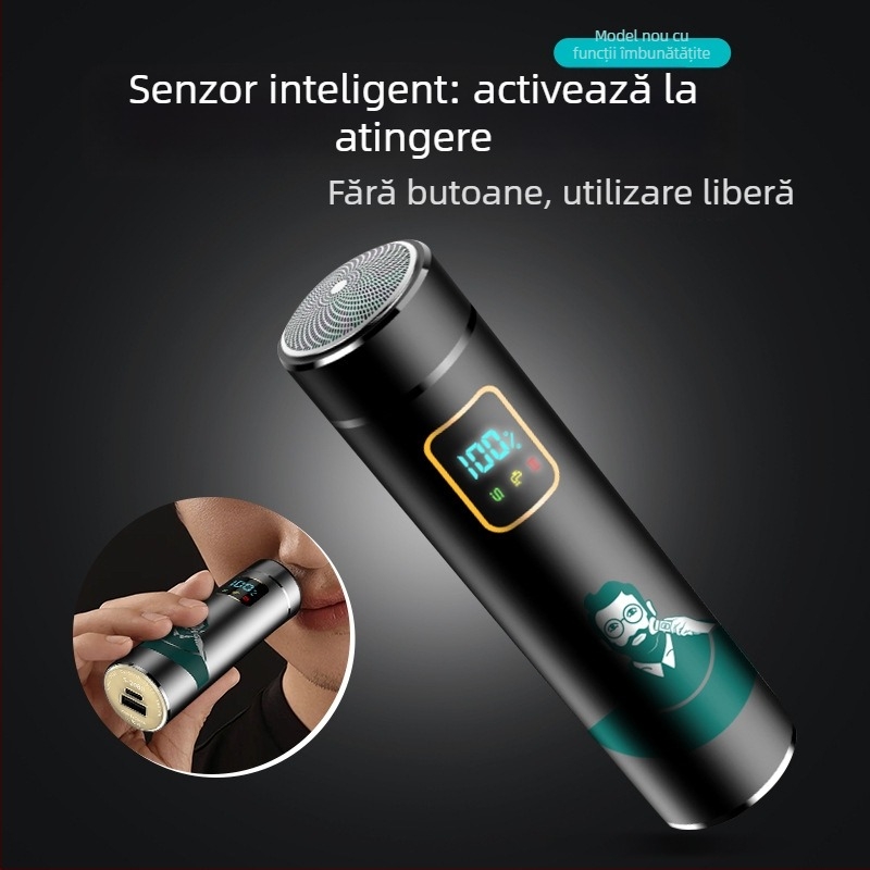 Aparat de ras electric cu inducție inteligentă, 1 cap rotativ, rezistent la apă, încărcare USB, baterie încorporată 1000–1200 mAh, autonomie peste 60 de minute