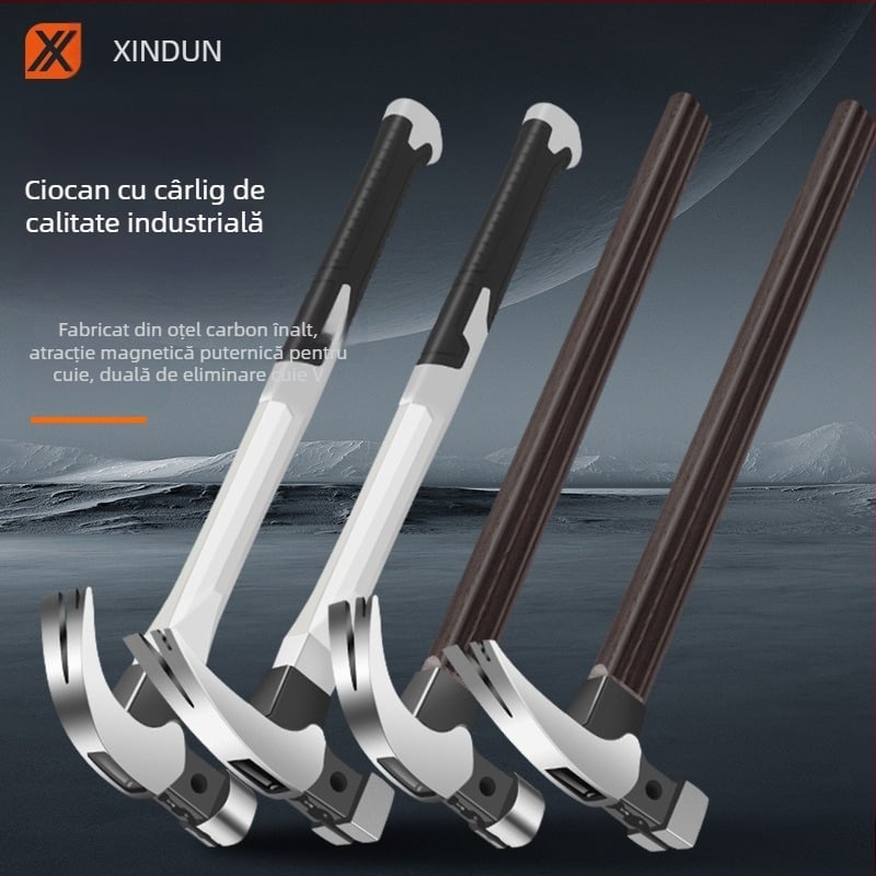 Ciocan cu gheare – cap din oțel cu carbon înalt, mâner din fibră, 0.75 kg, cap pătrat/rotund