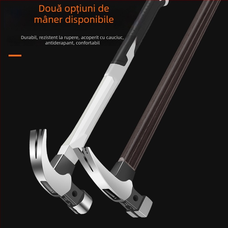 Ciocan cu gheare – cap din oțel cu carbon înalt, mâner din fibră, 0.75 kg, cap pătrat/rotund