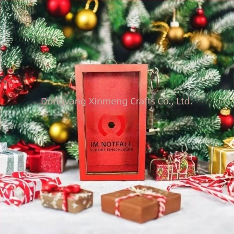 Ornament din lemn cu cutie de urgență și ciocan, cod A004, brand Xin meng, gravură, imprimare cu cerneală, 145 g