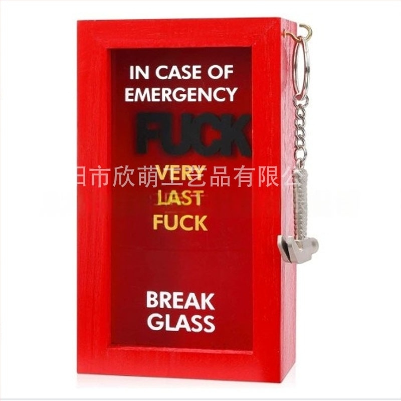 Ornament din lemn cu cutie de urgență și ciocan, cod A004, brand Xin meng, gravură, imprimare cu cerneală, 145 g