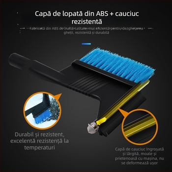 Night Island Lopată de zăpadă pentru mașină, telescopică, multifuncțională, cu cap de lopată din tendon de vită, racletă pentru gheață, perie de dezghețare, cioc de siguranță