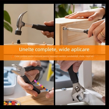 Set de scule pentru uz casnic, 15 piese, oțel crom-vanadiu, multifuncțional pentru reparații casnice