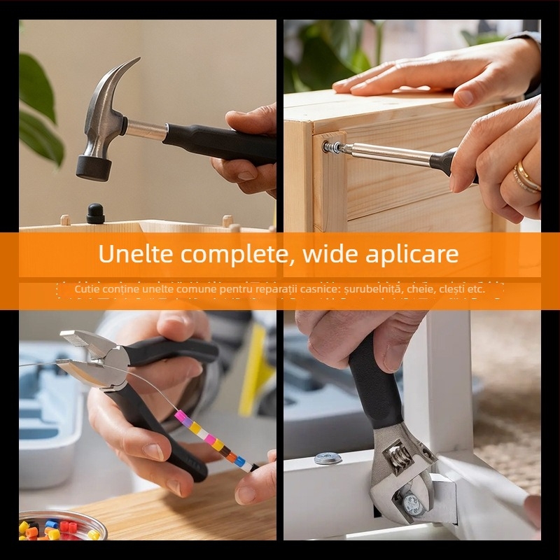 Set de scule pentru uz casnic, 15 piese, oțel crom-vanadiu, multifuncțional pentru reparații casnice