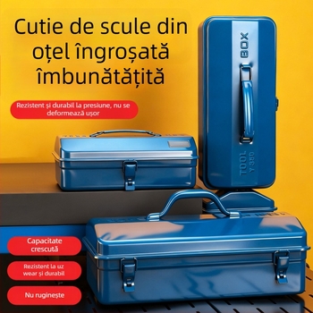 Cutie metalică pentru unelte, capac basculant, construcție din fier întărit, pentru uz casnic