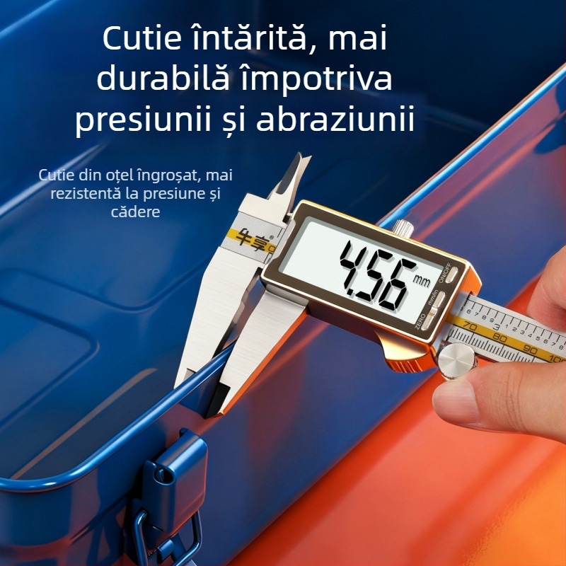 Cutie metalică pentru unelte, capac basculant, construcție din fier întărit, pentru uz casnic