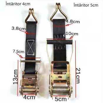 Curea de fixare din poliester pentru camioane, cu tensionator; Material: Poliester; Tip: Curea de fixare; Mecanism de tensionare: tensionator
