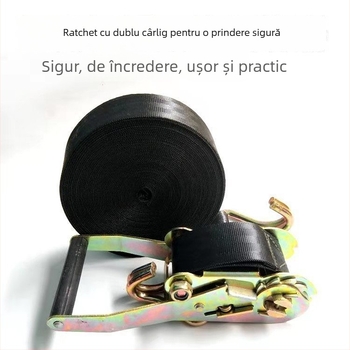 Curea de fixare din poliester pentru camioane, cu tensionator; Material: Poliester; Tip: Curea de fixare; Mecanism de tensionare: tensionator