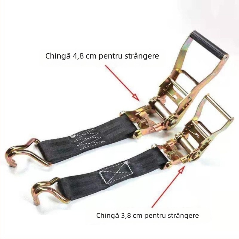 Curea de fixare din poliester pentru camioane, cu tensionator; Material: Poliester; Tip: Curea de fixare; Mecanism de tensionare: tensionator