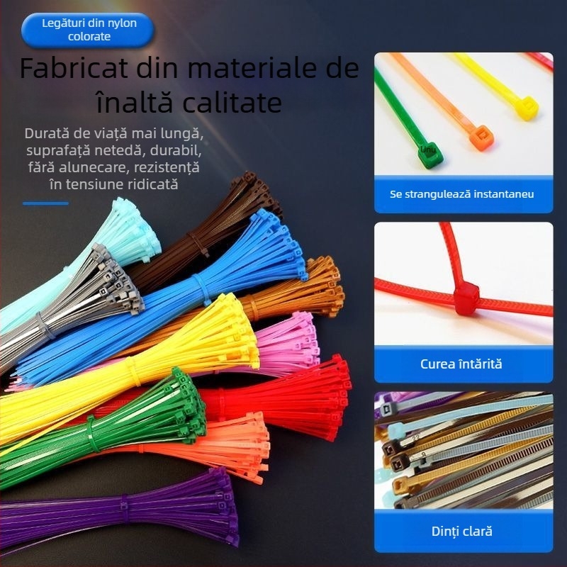 Legături pentru cabluri cu încuriere automată din nylon 6, pentru aplicații casnice și industriale, clasificare de flacabilitate 95V-2, Rest