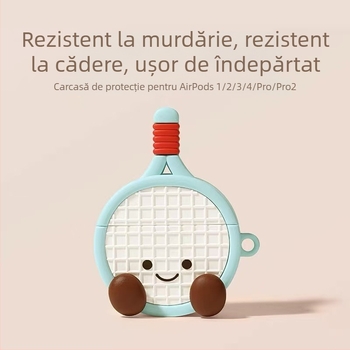 Husă de protecție AirPods 4, reducere a zgomotului Pro 2, silicon moale, design cartoon în stil baseball, a treia generație