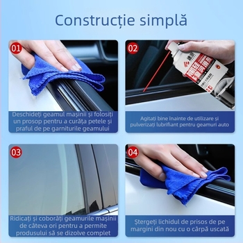 Lubrifiant siliconic pentru geamuri auto, protecție împotriva fisurilor la panourile ușilor, mecanisme de ridicare și încuietori