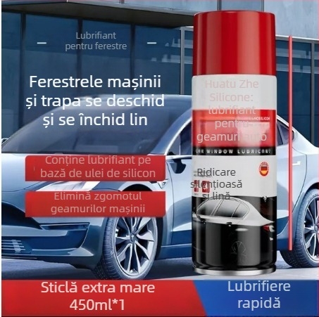 Lubrifiant siliconic pentru geamuri auto, protecție împotriva fisurilor la panourile ușilor, mecanisme de ridicare și încuietori