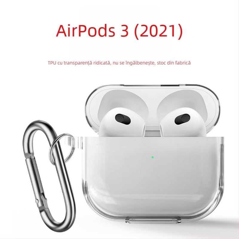 Carcasă TPU transparentă pentru AirPods 3 și AirPods Pro, husă clară pentru căști Apple Bluetooth