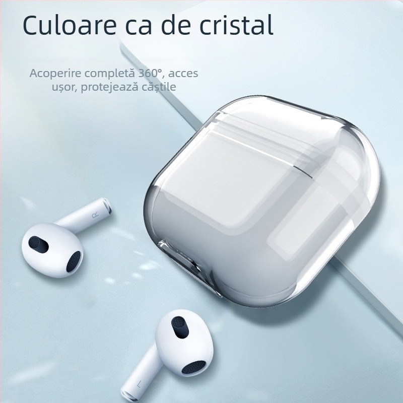 Carcasă TPU transparentă pentru AirPods 3 și AirPods Pro, husă clară pentru căști Apple Bluetooth