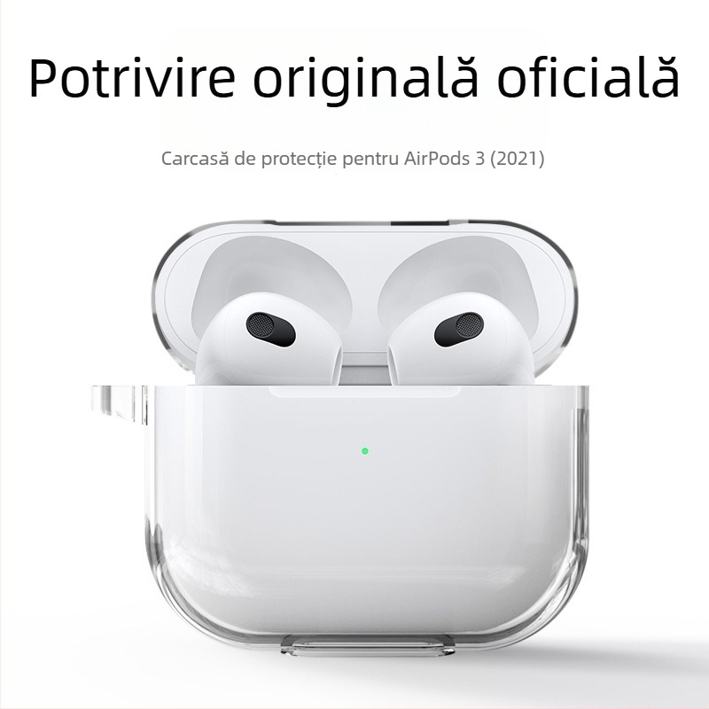 Carcasă TPU transparentă pentru AirPods 3 și AirPods Pro, husă clară pentru căști Apple Bluetooth