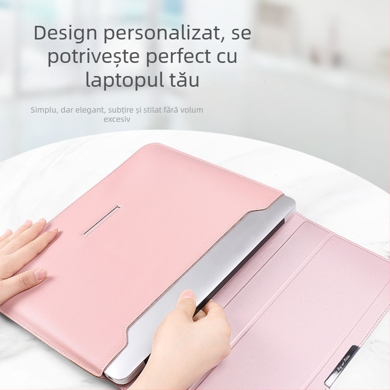 Geantă pentru laptop cu suport încorporat și organizator 3 în 1; compatibilă cu MacBook Pro/Air și alte laptopuri; material piele imitatie, interior plușat, închidere magnetică