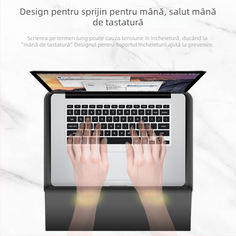 Geantă pentru laptop cu suport încorporat și organizator 3 în 1; compatibilă cu MacBook Pro/Air și alte laptopuri; material piele imitatie, interior plușat, închidere magnetică