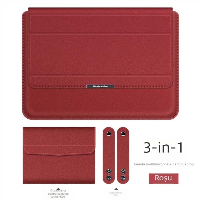 Geantă pentru laptop cu suport încorporat și organizator 3 în 1; compatibilă cu MacBook Pro/Air și alte laptopuri; material piele imitatie, interior plușat, închidere magnetică