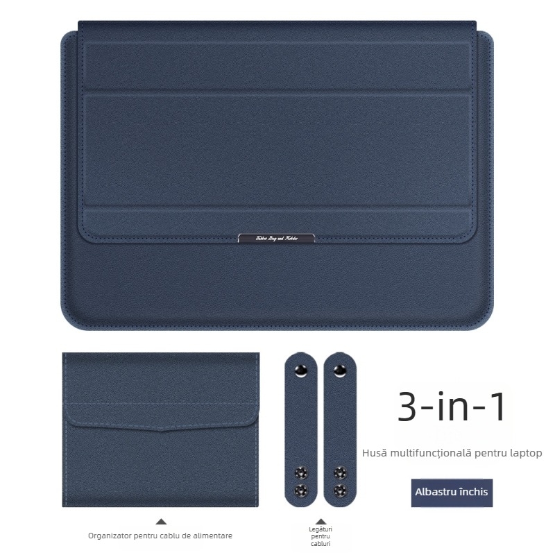 Geantă pentru laptop cu suport încorporat și organizator 3 în 1; compatibilă cu MacBook Pro/Air și alte laptopuri; material piele imitatie, interior plușat, închidere magnetică