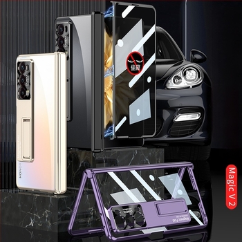 Carcasă integrată pentru Honor MagicV2 cu protecție pentru ecran, transparentă, balama magnetică pliantă, PC carcasa, protecție anti-cadere