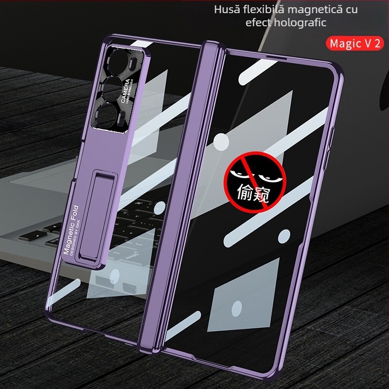 Carcasă integrată pentru Honor MagicV2 cu protecție pentru ecran, transparentă, balama magnetică pliantă, PC carcasa, protecție anti-cadere