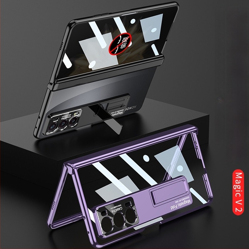 Carcasă integrată pentru Honor MagicV2 cu protecție pentru ecran, transparentă, balama magnetică pliantă, PC carcasa, protecție anti-cadere