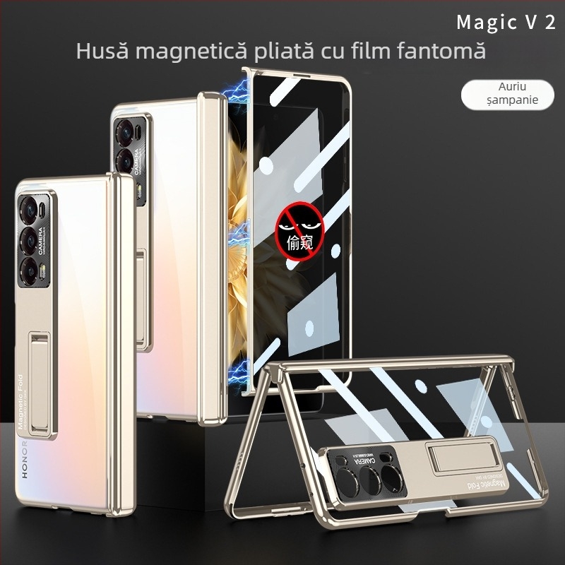 Carcasă integrată pentru Honor MagicV2 cu protecție pentru ecran, transparentă, balama magnetică pliantă, PC carcasa, protecție anti-cadere