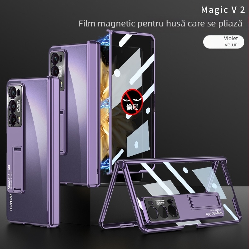 Carcasă integrată pentru Honor MagicV2 cu protecție pentru ecran, transparentă, balama magnetică pliantă, PC carcasa, protecție anti-cadere