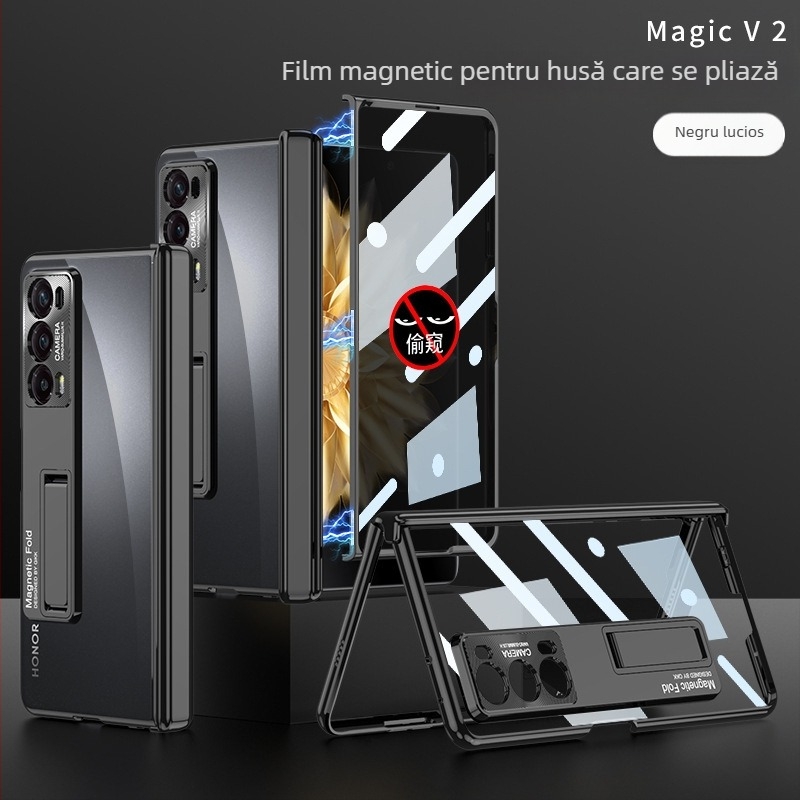Carcasă integrată pentru Honor MagicV2 cu protecție pentru ecran, transparentă, balama magnetică pliantă, PC carcasa, protecție anti-cadere