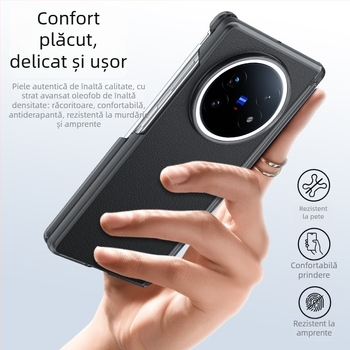Carcasă spate pentru Vivo X Fold5 cu axă centrală magnetică și balama dublă, piele sintetică, protecție la șocuri, anti-amprente