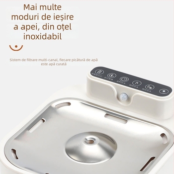 Fântână de apă pentru animale fără fir, inteligentă, cu filtrare, capacitate 4L, suport pentru aplicație, design fix, potrivită pentru pisici și câini (2024)