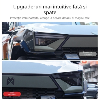 Folie TPU de protecție pentru faruri Warrior M817 – model steag, montaj cu adeziv, pentru partea din față a mașinii