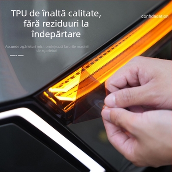Folie TPU de protecție pentru faruri Warrior M817 – model steag, montaj cu adeziv, pentru partea din față a mașinii