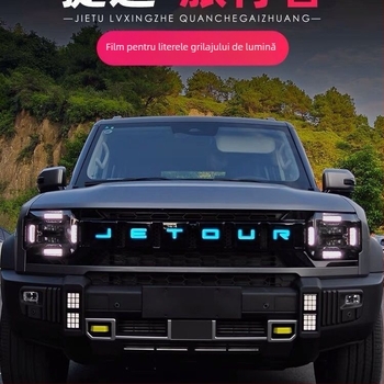 Film de modificare a farurilor de zi pentru Jietu Traveler – material TPU, folie decorativă pentru grilă și etichetă cu litere luminoase