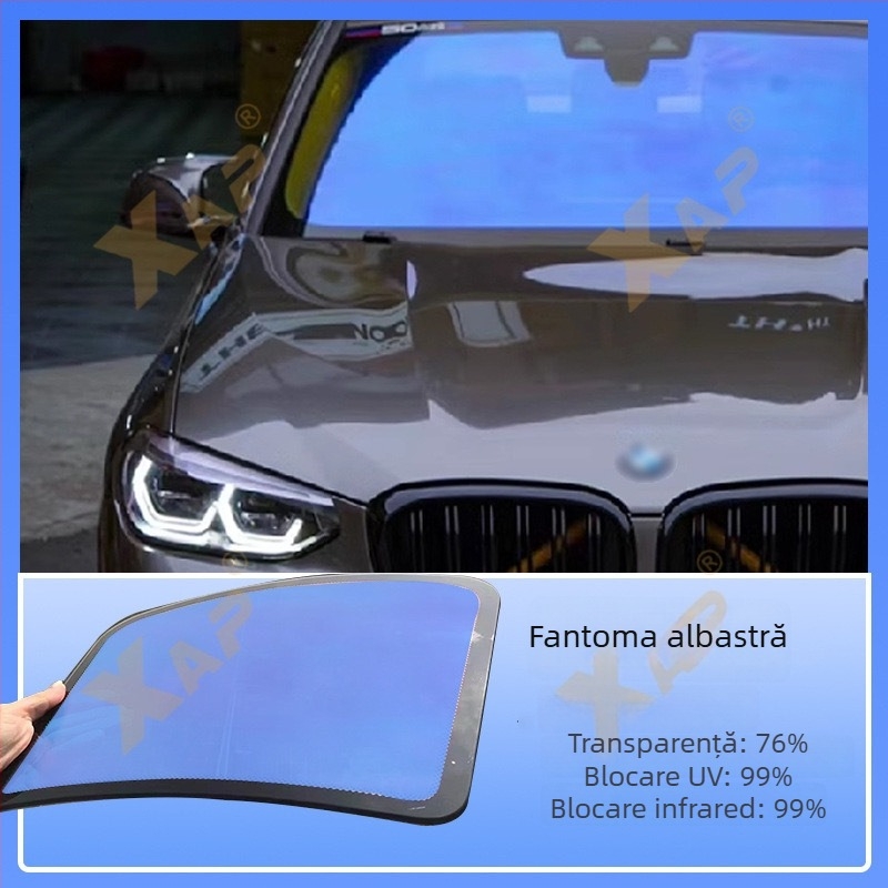 Film solar pentru geamuri auto, substrat PET de calitate optică, transmisie 60-80%, protecție UV 99%, izolație termică 99%