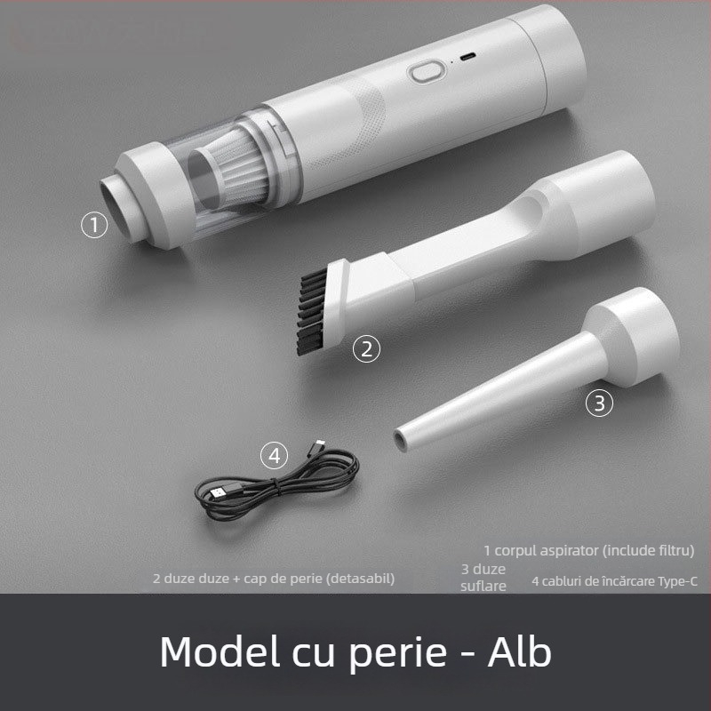Aspirator pentru mașină, portabil, manual, fără fir, 7.4V, 80W, 9000Pa, reîncărcabil