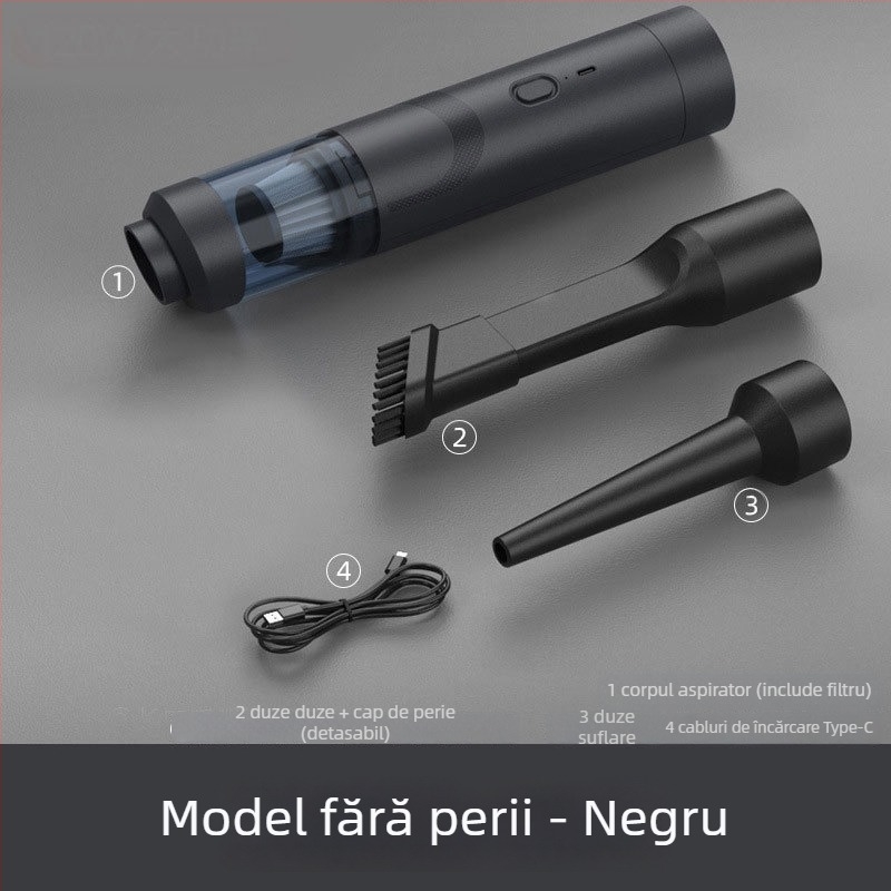 Aspirator pentru mașină, portabil, manual, fără fir, 7.4V, 80W, 9000Pa, reîncărcabil