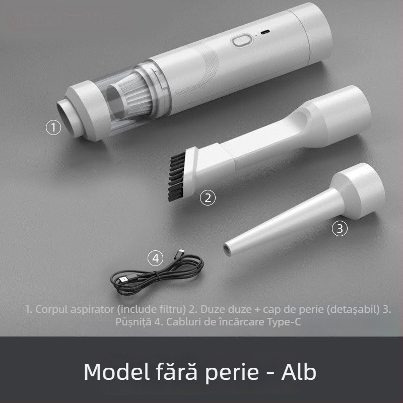 Aspirator pentru mașină, portabil, manual, fără fir, 7.4V, 80W, 9000Pa, reîncărcabil