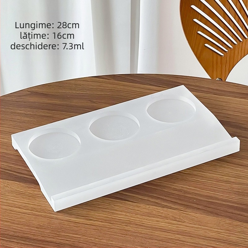 Tavă pentru ceai și băuturi, în stil chinezesc nou, cu suprafață acrilică și bază din lemn cu trei găuri