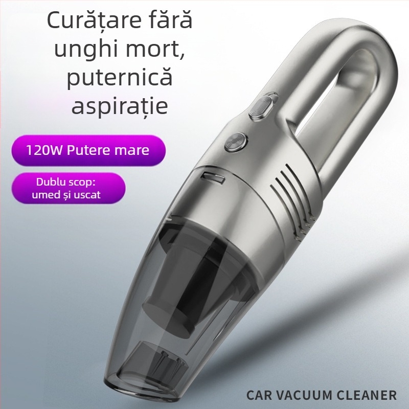 Aspirator de mână pentru mașină, aspirare 4500Pa, 60W, tensiune 7.4V/12V, cablu de încărcare 300 cm