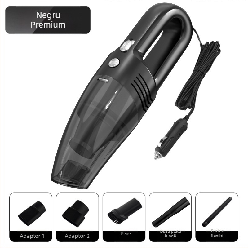 Aspirator de mână pentru mașină, aspirare 4500Pa, 60W, tensiune 7.4V/12V, cablu de încărcare 300 cm
