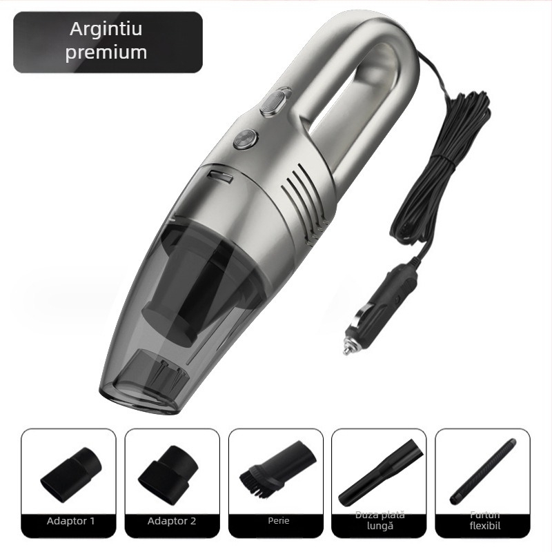Aspirator de mână pentru mașină, aspirare 4500Pa, 60W, tensiune 7.4V/12V, cablu de încărcare 300 cm
