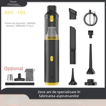 Aspirator auto 2 în 1 – portabil, fără fir, reîncărcabil, 96W, 36V, 16000 Pa presiune de aspirație