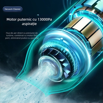 Aspirator portabil fără fir pentru mașină, 50W, aspirație 2100–3000 Pa, zgomot 36–45 dB, baterie încorporată 1000–1600 mAh, tip uscat, recipient de praf