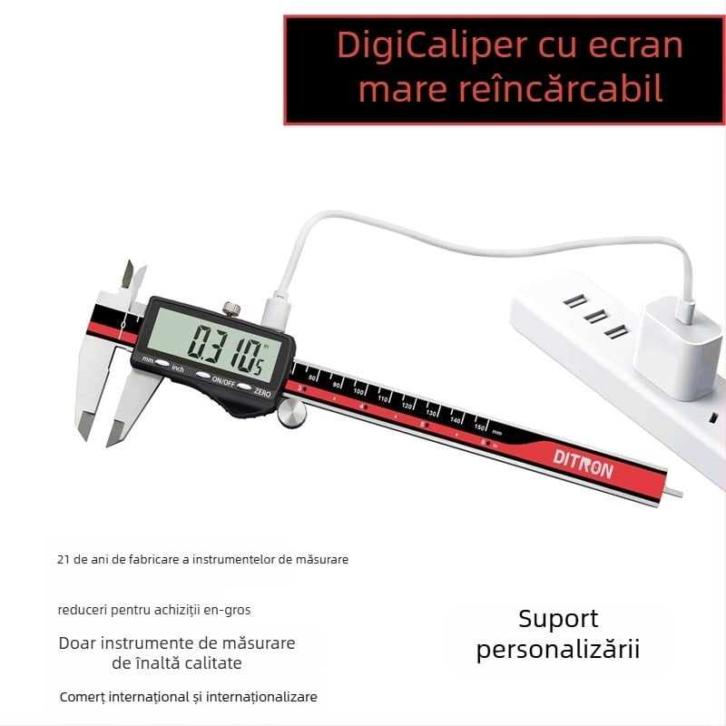 Caliper digital cu ecran mare – precizie înaltă, etichetă privată (Brand: DITRON, Tip: caliper digital)