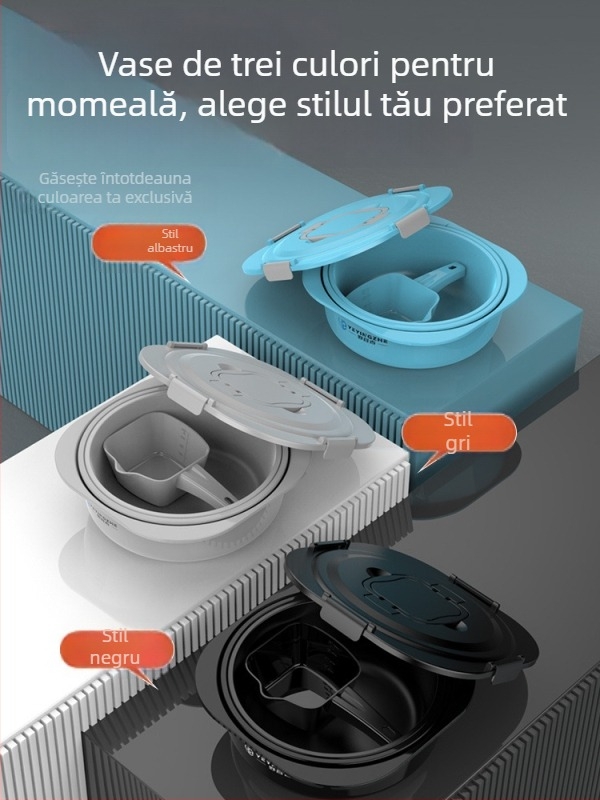 Vas de momeală cu capac - set de trei piese - interior antiaderent, adânc - plastic - Camper
